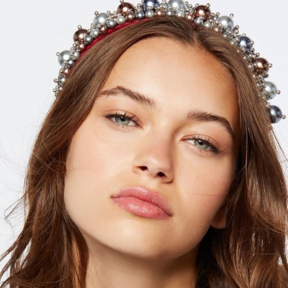 NEW Free people Palace pearl headband Velvet Wine